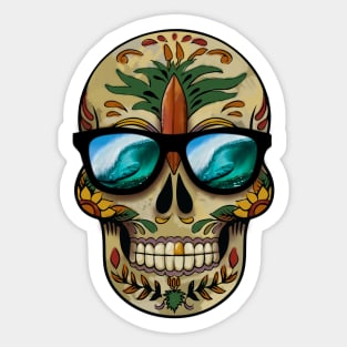 Sugar Surf Skull Sticker